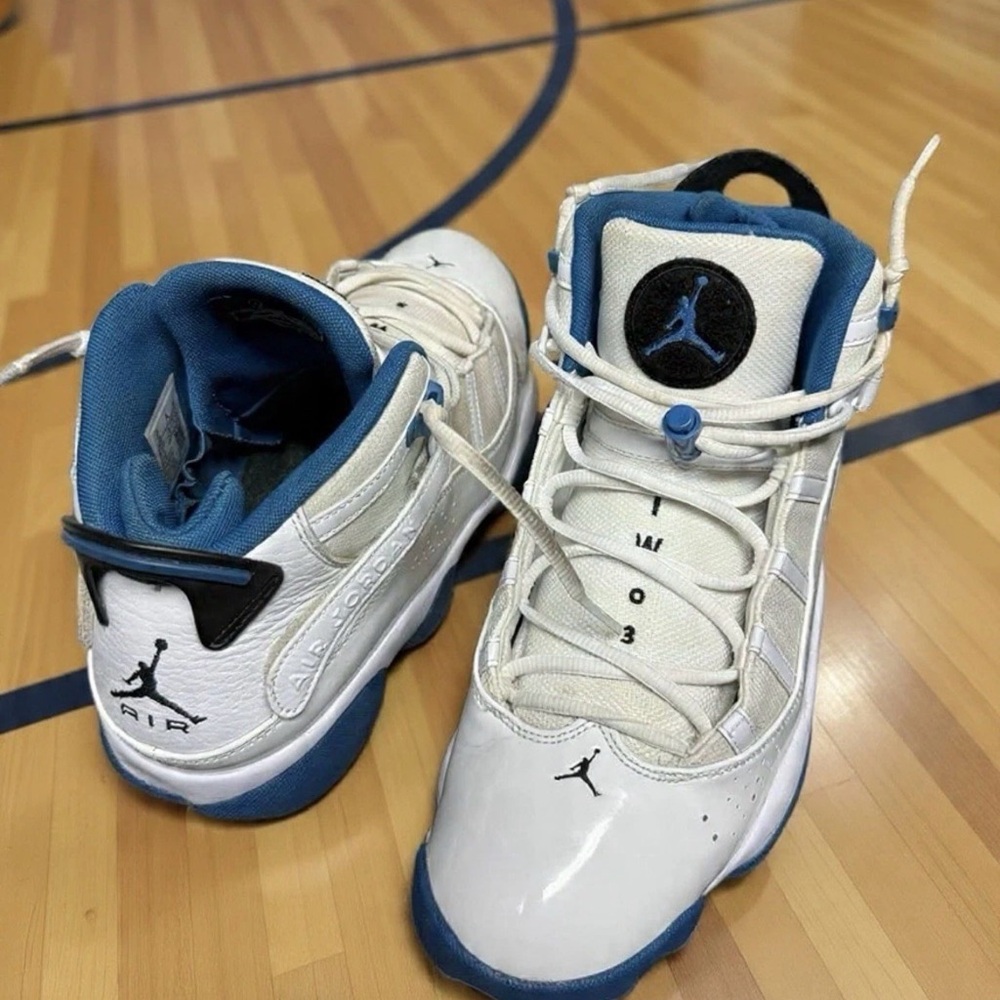 Nike Air Jordan 6 Rings White Dark Marina Blue Men’s Size 13 Basketball Shoes